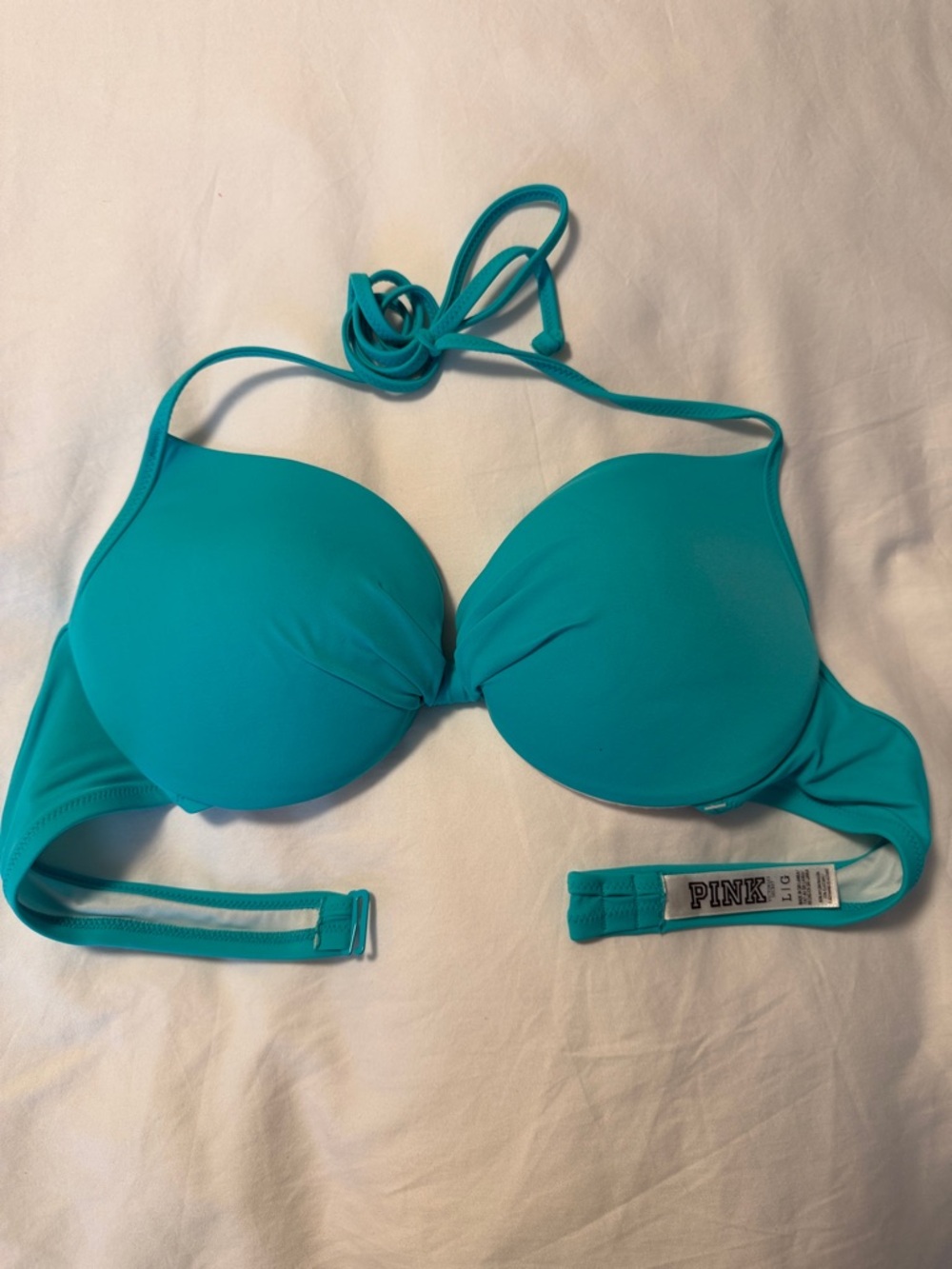 PINK Teal Halter Push-Up Bikini Top